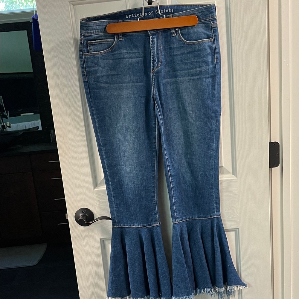 Articles Of Society Fun and Trendy Dark Blue Flare Jeans